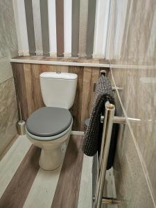 La salle de bains est pourvue de toilettes blanches. dans l'établissement Somerset House Apartments, à Blackpool