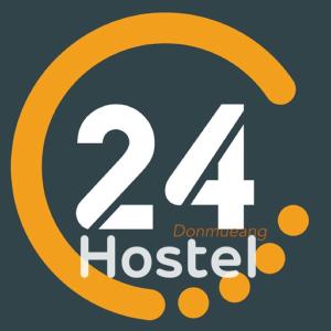 a sign with the number two and the words at 24 Hostel Donmuang in Thung Si Kan