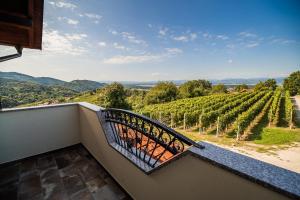 a balcony with a view of a vineyard at Holiday Home Kerin in Cerklje ob Krki