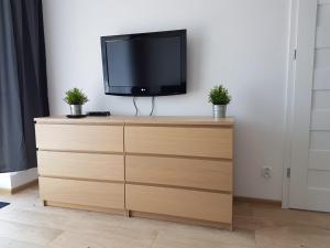 Televízia a/alebo spoločenská miestnosť v ubytovaní Apartamenty Bursztynowe w Kołobrzegu Sun&Relax