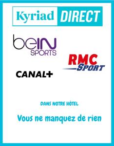 艾特雷的住宿－Kyriad Direct La Rochelle Aytré (ex Balladins)，一组不同的标志,在白色的背景上