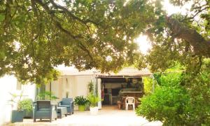 Moltifao的住宿－autour du hamac，房屋设有带椅子和桌子的庭院
