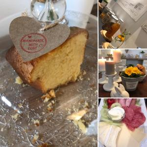 a collage of pictures with a heart shaped piece of bread at Haus am See B&B in Bornheim