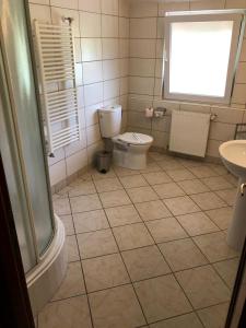 a bathroom with a toilet and a sink at Hotel Baneasa Parc in Bucharest +32 photos