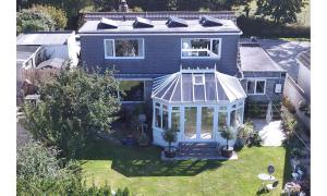 an aerial view of a house with a gazebo at Seven Bed and Breakfast in St. Agnes