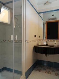 a bathroom with a shower and a sink at Hotel La Primavera in Massa Lubrense