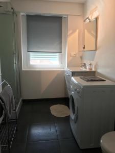 baño con lavadora y ventana en Joli Studio A Euroairport-BASEL-MULHOUSE-FREIBURG, en Saint-Louis 12 fotos más
