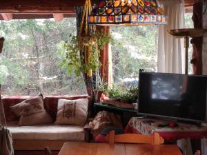 a living room with a couch and a flat screen tv at EL Arka in San Carlos de Bariloche