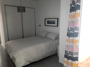 1 dormitorio con 1 cama en una habitación blanca en Málaga Apartamentos - Jinetes, 10, en Málaga
