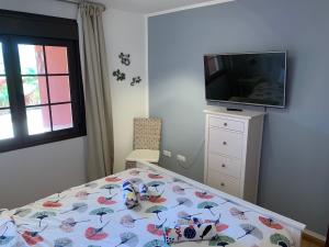 a bedroom with a bed and a tv on a dresser at Casa Achille in El Cotillo