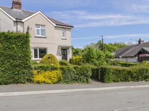 a house with a hedge in front of a street at Arnant in Dolgellau