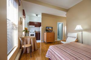 Kuchyň nebo kuchyňský kout v ubytování Hotel Abri du Voyageur