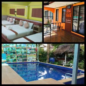 a collage of four pictures of a swimming pool at Baan Asree บ้านอัสรี in Ao Nang Beach