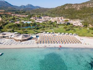 an aerial view of a beach with a resort at Hotel Abi d'Oru in Porto Rotondo