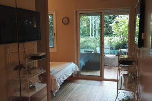 Телевізор і / або розважальний центр в Lux Studio our swimming pool and garden