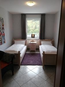 a bedroom with two beds and a window at Dorf-Quartier in Willingen