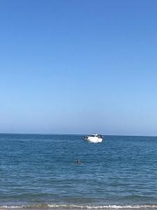 a boat in the middle of the ocean at Res Port St.Ange in Le Barcarès