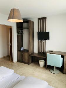 TV a/nebo společenská místnost v ubytování Akropolis Hotel + 37 fotografií