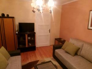 a living room with a couch and a television at Sofija in Višegrad