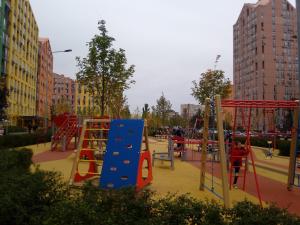 a playground in a city with a play equipment at Excellent Studio Apartaments in a Secure Residential Complex Comfort Town КТ-01 in Kyiv