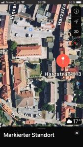mapa ulicy z czerwonym krągiem w obiekcie FeWo 13 „Blankenburger Löwe“ w mieście Blankenburg