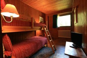 a bedroom with a bunk bed and a ladder at Albergo Villa Anna Maria in Champoluc