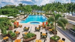 an overhead view of a pool at a resort at Private condo hotel at Four Seasons Brickell in Miami