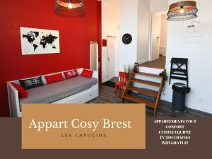 Postel nebo postele na pokoji v ubytování Appart Cosy Brest (les Capucins)