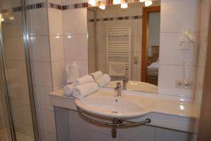 a bathroom with a sink and a mirror at Bauerndörfl Hüttschlag in Hüttschlag