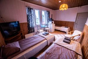 En TV eller et underholdningssystem på Arctic Guesthouse & Igloos
