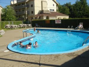 a group of people in a swimming pool at Condos Memphrémagog in Magog-Orford
