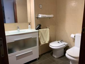 a bathroom with a sink and a toilet at Apartamento en Bilbao con Garaje opcional in Bilbao