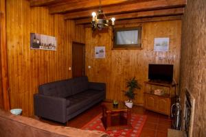 een woonkamer met een bank en een televisie bij Casa das Pedras in Vieira do Minho