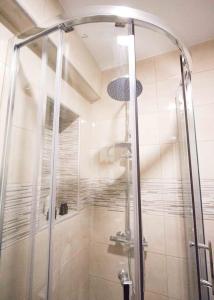 una doccia con porta in vetro in bagno di Good choice apartment Zagreb a Zagabria