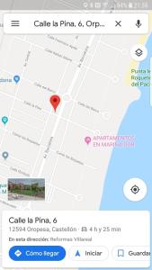 オロペサ・デル・マールにあるApartamento en Oropesa del Marの赤目印付きのグーグルマップのスクリーンショット