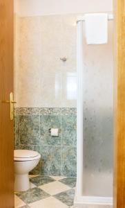 a bathroom with a toilet and a glass shower at Guesthouse Ca' San Marcuola 2 in Venice