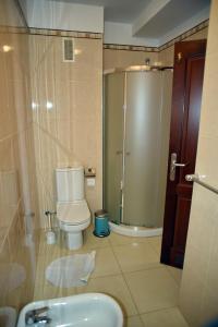 ein Bad mit einem WC, einer Dusche und einem Waschbecken in der Unterkunft Vistamar Armonía 122 in Bajamar