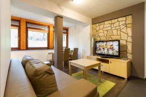Televízia a/alebo spoločenská miestnosť v ubytovaní udanypobyt Apartamenty Przy Dolinach A i B