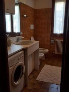 a bathroom with a sink and a washing machine at CASA ALESSANDRA in Chiuro +19 photos