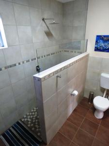 y baño con bañera y aseo. en Gansbaai Central Accommodation, en Gansbaai