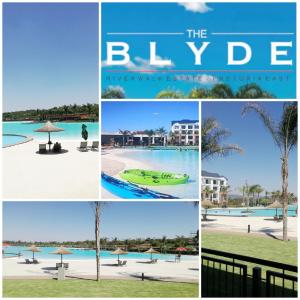 a collage of photos of the beach and buildings at The Blyde - Crystal Lagoon Penthouse Apartment in Pretoria