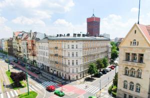 an aerial view of a city street with buildings at Kamienica Bankowa Residence in Poznań