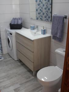 een badkamer met een wit toilet en een wastafel bij Yanez Sweet Home Valsequillo de GC in Valsequillo