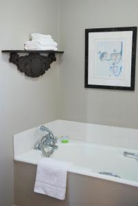 une salle de bain avec une baignoire et un lavabo dans l'établissement Sneezewood Farm Bed&Breakfast and Self-Catering Cottage, à Dundee 38 autres photos