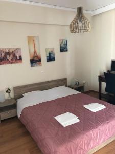 Posteľ alebo postele v izbe v ubytovaní Thiseio Big Apartment