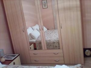 - une grande armoire avec un miroir dans la chambre dans l'établissement Oaza, à Čavle