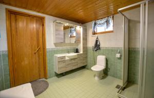 un baño con inodoro y lavabo en Vacation Home Kuhmanne, en Vehvilä 44 fotos más