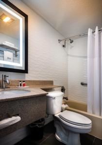 een badkamer met een toilet, een wastafel en een douche bij Days Inn by Wyndham Wayne in Wayne