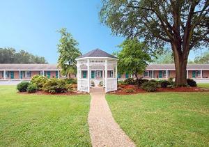 - un kiosque blanc au milieu d'une cour dans l'établissement Ambassador Inn, à Fayetteville