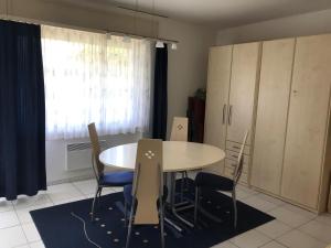 a kitchen with a table and chairs and a window at Muralto-Locarno: Miramonti Apt. 4 in Locarno